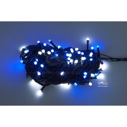 Vánoční LED řetěz - osvětlení - Modro / Bílé - 100 LED 10 metrů