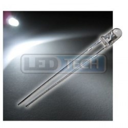 LED dioda 3mm studená bílá round 30°