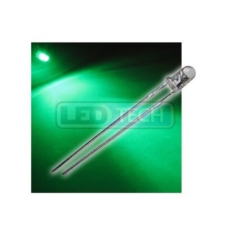 LED dióda 3mm zelená round 30°