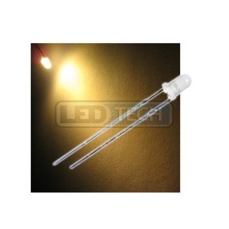 LED dióda 3mm teplá biela round 30°