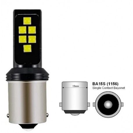 LED žárovka BA15S 3030 LED 6W červená