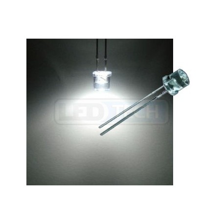 LED dioda 5mm studená bílá ploché čelo 100°