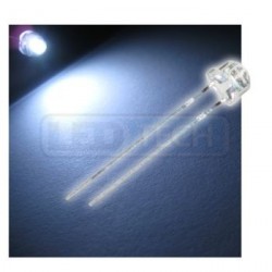LED dioda 5mm studená bílá straw hat 120°
