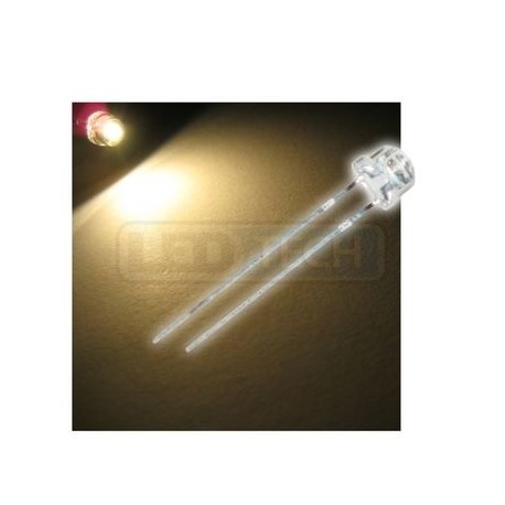 LED dioda 5mm teplá bílá straw hat 120°