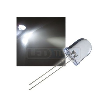 LED dioda 10mm studená bílá round 30°